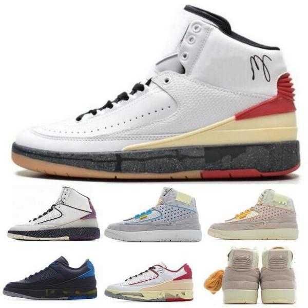 

2 2s union mens basketball shoes jumpman low high grey fog rattan white red a ma maniere sp ii blue 2022 designer trainers, Black