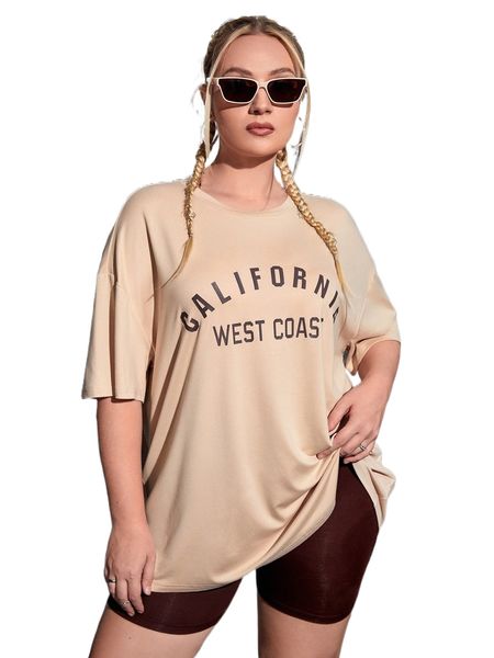 

plus letter graphic drop shoulder tee w9gi#, Black