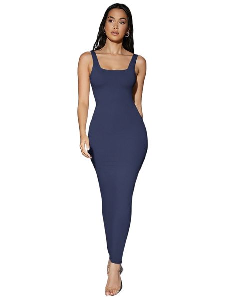 

bae solid scoop neck tank dress w5r2#, Black;gray
