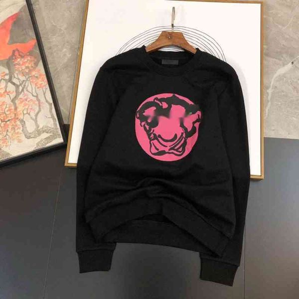 

selling vers designer sweater cartoon medusa round neck sweatshirt fashion casual loose hip hop hoodie men and women long sleeve t-shirt, Black