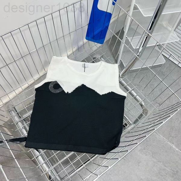 

women's tanks & camis designer 22 spring and summer new small fragrance co letters before after drilling black white color matching kni