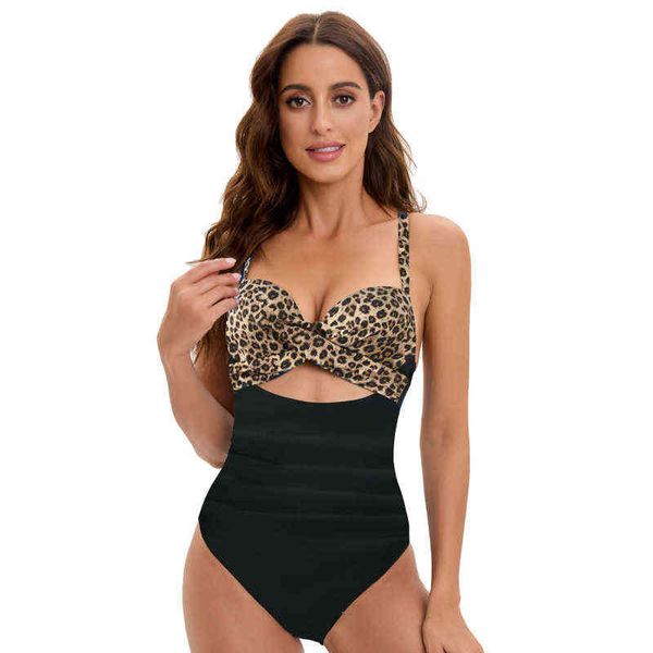 

one-piece 2022 swimsuit women's stripe broken flower splicing bikini hole digging hard bag, White;black