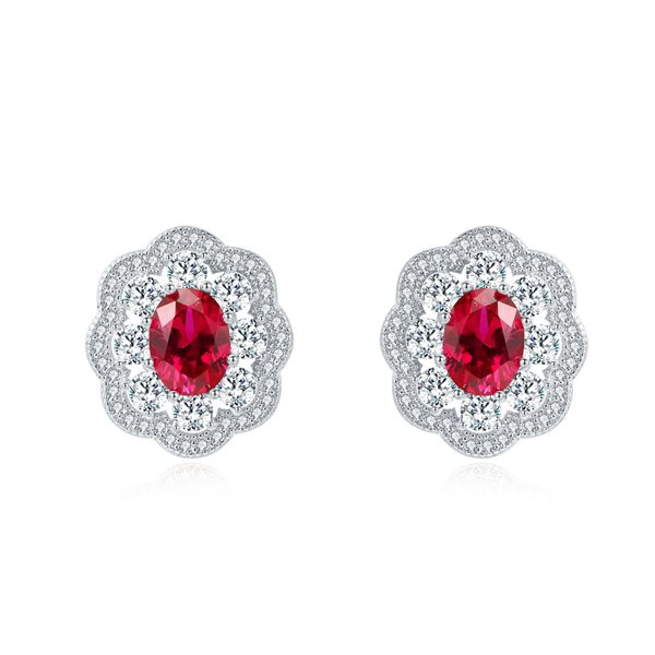 Schmuck Ohrringe Charm Reines Silber Ohrring Mädchen High Carbon Diamond Imitation Ruby Ohrringe heiß verkaufte Ohrringe