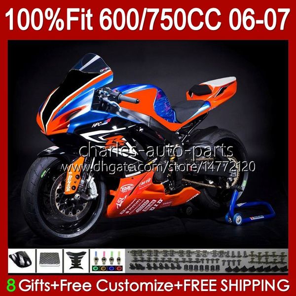 OEM Body for Suzuki GSXR-600 GSXR750 K6 GSX-R750 06-07 Bodywork 130NO.82 GSXR 750CC 600CC 750 600 CC GSXR600 06 07 GSXR-750 2006 2007 Engection Mold Fairing Race Orange