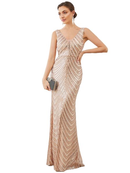 

ever-pretty striped sequin mermaid hem dress x4iz#, Black;gray