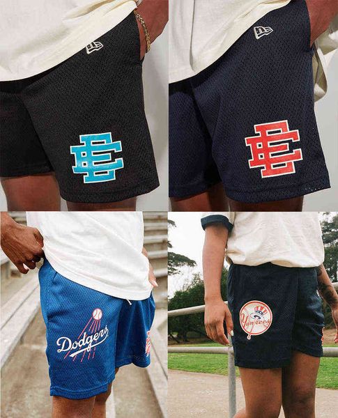 

eric emanuel ee brand basketball football casual running sport mesh shorts, White;black