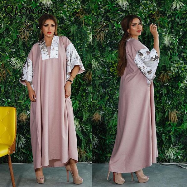 

abayas for women dubai abaya turkey sequin summer short sleeve muslim dress kaftan islam european clothing vestido arabe mujer, Red
