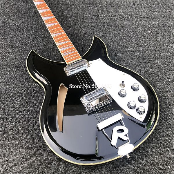 

factory direct rickon 381 electric guitar 6-string guitar half hollow double drum belly electric guitar black paint before and after binding
