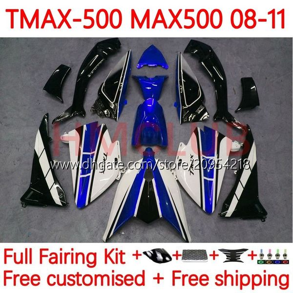 Yamaha için enjeksiyon kalıp gövdesi TMAX-500 MAX-500 T 08-11 gövdeli 32no.96 Tmax Max 500 Tmax500 Max500 08 09 10 11 XP500 2008 2009 2010 2011 Fairings Mavi Beyaz