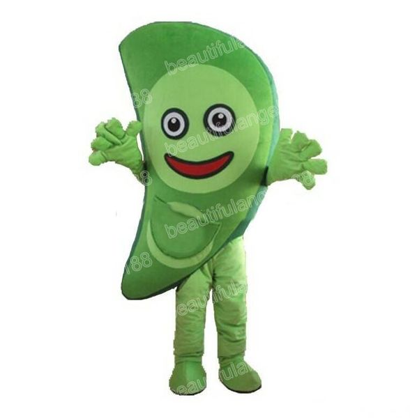 Costume da mascotte di piselli di Halloween Costume da personaggio dei cartoni animati di alta qualità Abiti da carnevale per adulti Taglia per feste di compleanno Vestito da esterno Vestito unisex