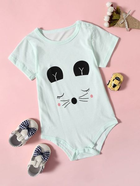

baby men's and women's cartoon graphic t-shirt bodysuit she, Blue