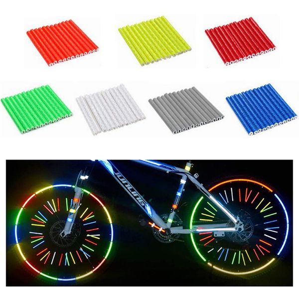 12 pezzi luci per bicicletta cerchione clip per raggi tubo Mountain Bike striscia riflettore riflettente spia di sicurezza accessori per ciclismo