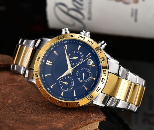 

mens stainless steel 6-hand quartz seconds running talk t watch, Slivery;brown