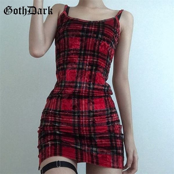 

goth dark backless plaid women dress new style party bodycon dresses gothic and fashion female summer party clothing t200604, Black;gray