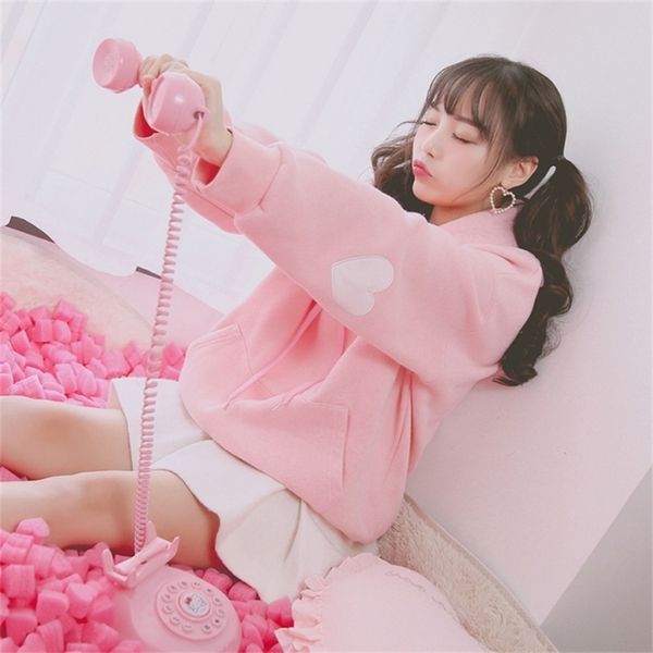 

autumn spring hoodies women casual pullover velvet hooded sweatshirts women maiden style solid loose sweatshirt female 201203, Black