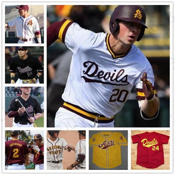 

custom asu arizona state college baseball stitched barry bonds reggie jackson spencer torkelson drew swift hunter jump jersey, Black