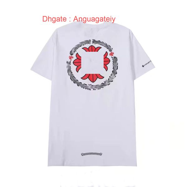 

mens luxury designer t shirts ch brand fashion men sanskrit letter t-shirt horseshoe cross tshirts man hip hop sweater summer loose women cl, White;black