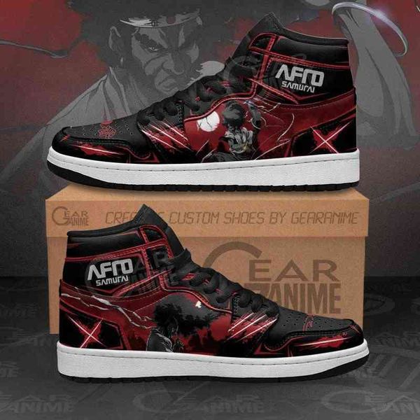 

afro samurai sneakers black red custom anime shoes