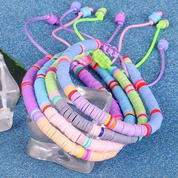 Sommer Strand Armband Böhmischen Vintage Polymer Vinyl Perlen Armband Männer Frauen Flache Gummi Schmuck