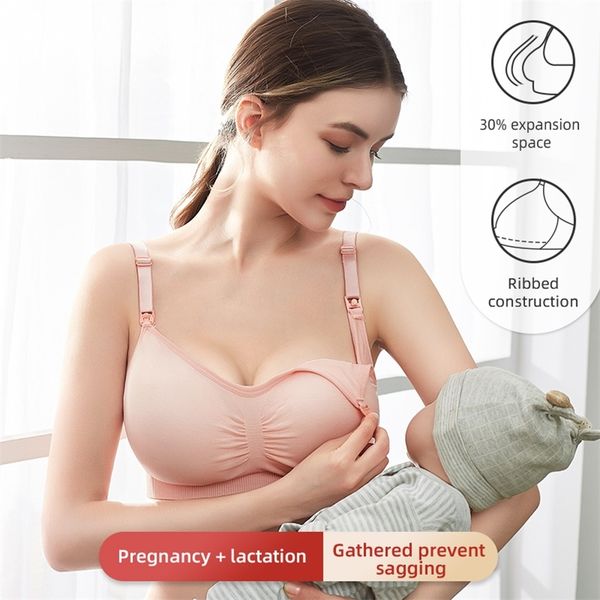 Alto tamanho Bra de enfermagem Bra respirável Mulheres que amamentam a roupa de baixo Maternidade sem costura Bra Push Up 220621