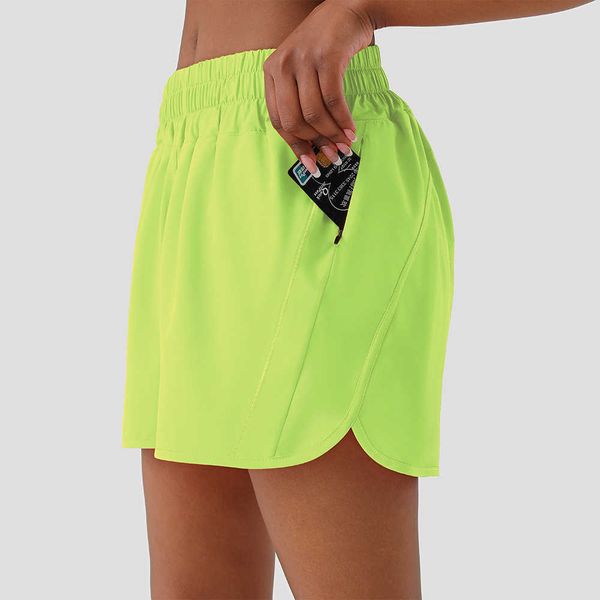 LU LU LEMONS Pantaloncini sportivi larghi e traspiranti multicolori ad asciugatura rapida Intimo da donna Tasca per pantaloni da yoga Gonna da corsa Pantaloni Fiess Abbigliamento da palestra