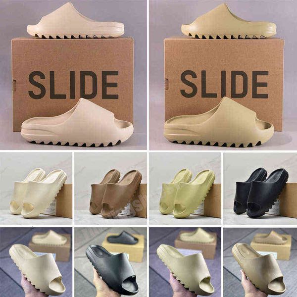 

2022 slippers slipper shoes eva rubber desert sand brown flat beach slide yee men women foam bone sandals pattern onyx pure, Black