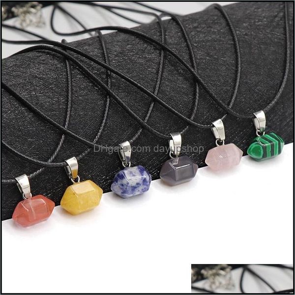 

pendant necklaces mini hexagonal prism healing crystal energy stone quartz fashion women men jewelry wholesale drop delivery dayupshop dhdel, Silver