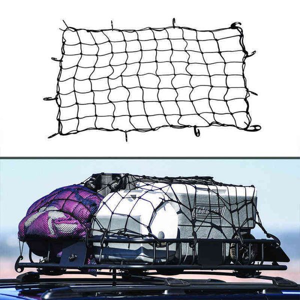 

2pc large elastic car cargo tidy net storage boot net fixing points saftey 120 x90cm organizer trailer roof rack boot bungee cord y220414