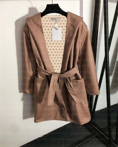 

new women jacket brand new trench coats windbreaker fashion hooded letters style with belt slim lady long outfit jackets 2 colors, Tan;black