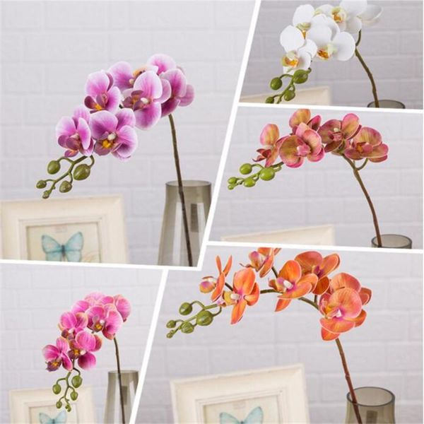 Dekorative Blumenkränze, 7 Stück, künstlicher Latex-Schmetterling, Orchidee, 7 Köpfe, fühlt sich echt an, Mini-Gute Phalaenopsis, 63,5 cm, für Hochzeit, Blumendekoration