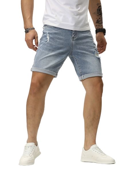 

men ripped bleach wash denim shorts h6yr#, White;black