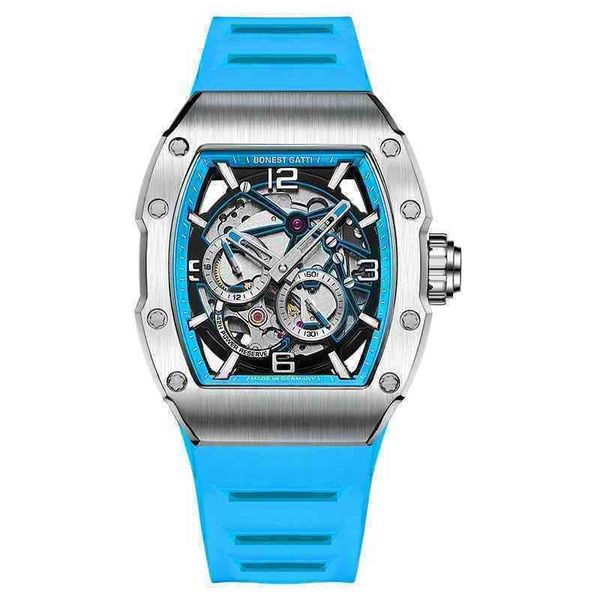 

luxury mens mechanics watch richa wrist fashion for men case stainless steel waterproof, Slivery;brown