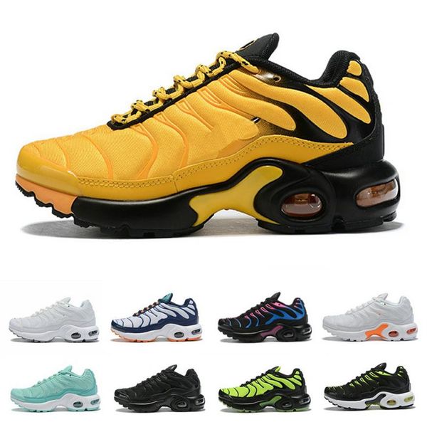 

boy girl kids yellow tn plus running shoes baby children parent-child fashion classic basketball grey black oreo 28-35268p