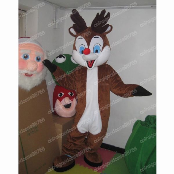 Costume della mascotte della renna delle prestazioni Vestito da festa in maschera di Natale di Halloween Vestito da personaggio dei cartoni animati Vestito da carnevale Unisex per adulti