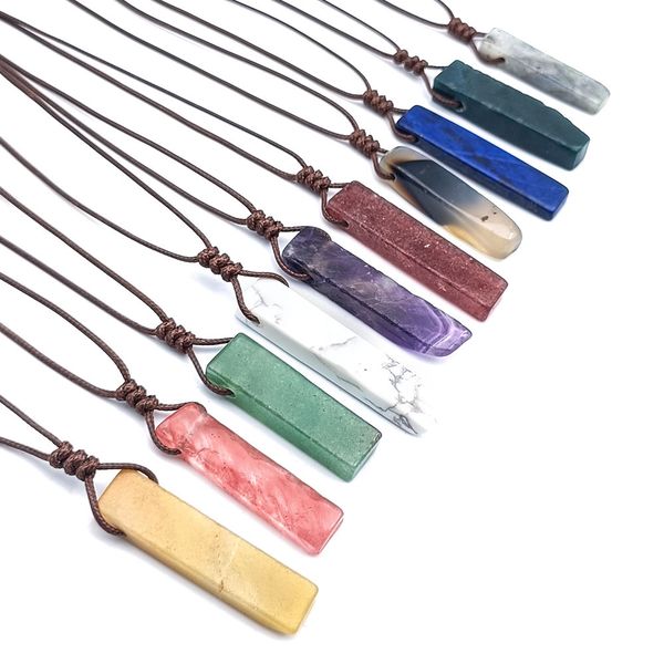 

healing natural stone pendant raw mineral irregular quartz pendulum amazonite tiger eye lapsi pink crystal necklaces, Silver