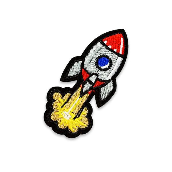 

sewing notions fashion cartoon rocket embroidery patches iron on for clothing shirts custom patch, Black