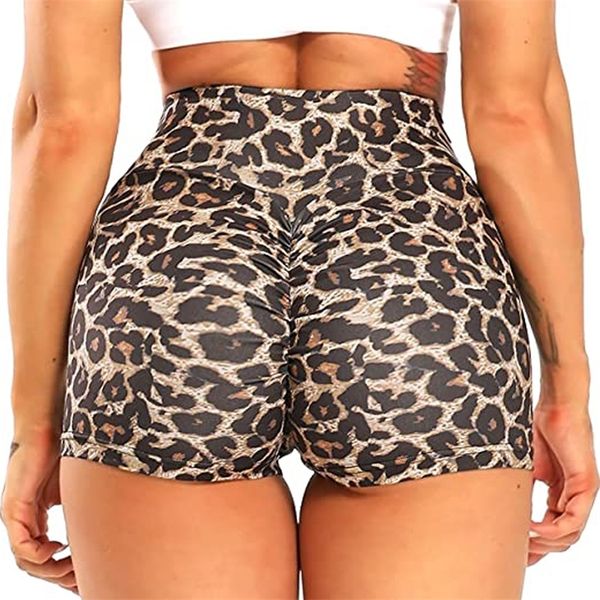 

women's shorts high waist gym women sport leopard print workout vital fitness yoga scrunch butt leggings 220429, Gray