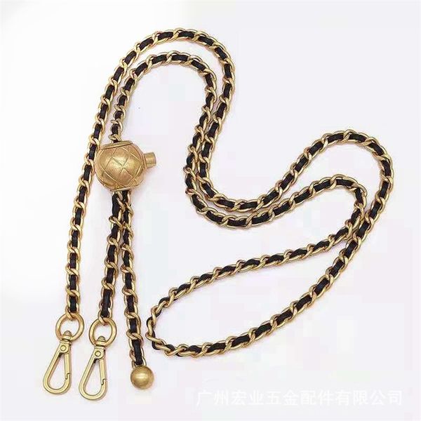 

parts purse chain for ladies bag small gold beads round ball chain shoulder strap thin chain bag accessories 220601, Black