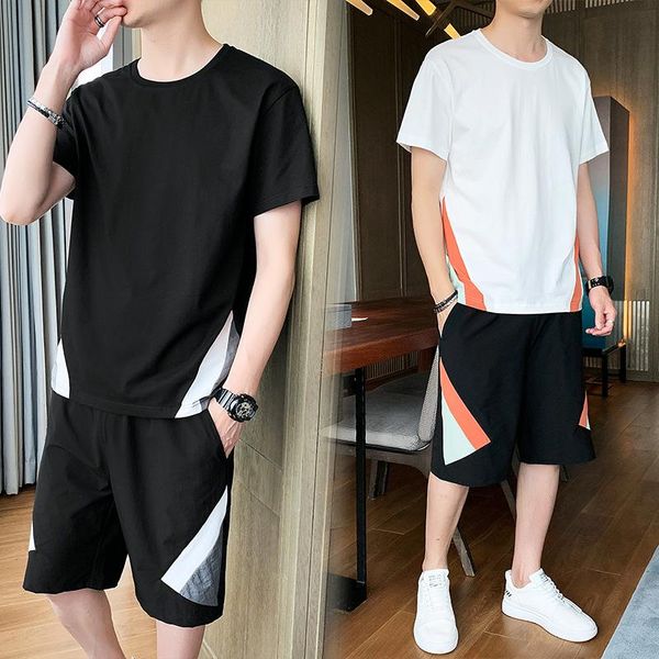 Tute da uomo Estate Tuta sportiva casual da uomo Girocollo Manica corta T-shirt Stile coreano Trendy Studente Running Set in due pezzi