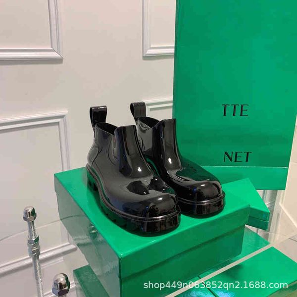 

boots short boots rain early spring simple big head shoes mirror candy color couple martin, Black