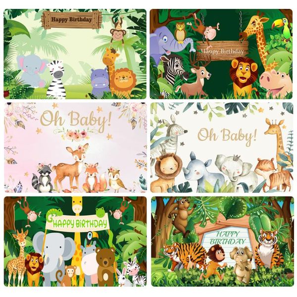 Party Decoration Safari Jungle Tema Caso -pano de fundo Cartoon POXHENCIMENTOS PARA CRIANÇAS 1º chá de bebê Decorsparty decorationparty