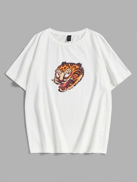 

x iammrmo cartoon graphic drop shoulder tee l3of#, White