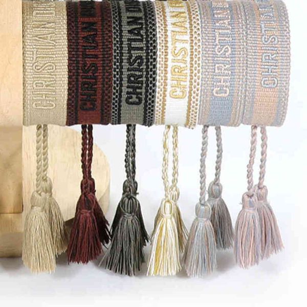

classic brand fashion bracelets chains jewelry bangles handmade embroidered link woven tassel adjustable women men lover gift chain bangle 0, Black