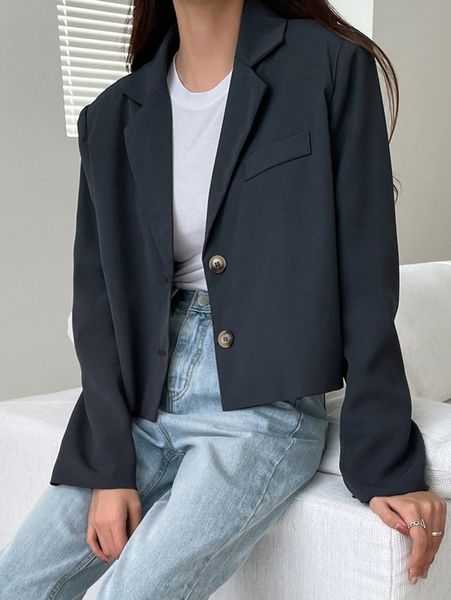 

dazy lapel neck solid blazer 79b9#, White