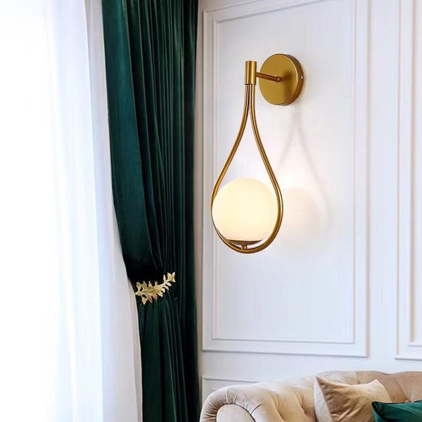 Lâmpada de parede Modern Light Glass Ball Ball Luxury Gold Sconce Lar Room Bedroom Bordado Staircase Staircase Mount Mount Indoor Decor Lampwall