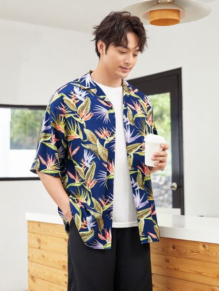 

men tropical print shirt without tee b9gy#, White;black