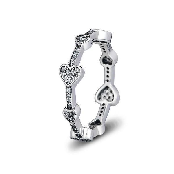 

compatible with pandora jewelry ring silver alluring hearts rings with cz 100% 925 sterling silver jewelry whole diy for women343o