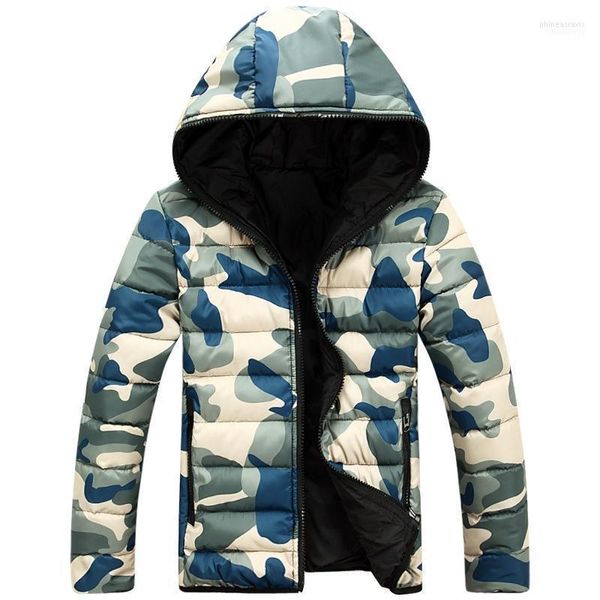 Piumino da uomo Parka Marchio di abbigliamento Giacca invernale con cappuccio Cappotto caldo Camouflage maschile Casual Entrambi i lati da indossare Parka1 Phin22