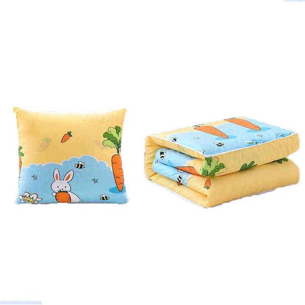 

pillow blanket polyester warm cartoon deer foldable patchwork quilt blanket printed for home office car throw pillow-cushion