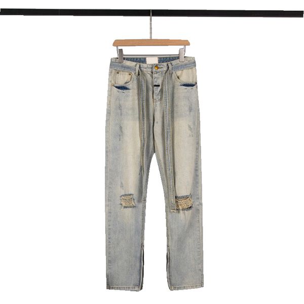 

2022 quality men slim jeanshigh zipper hole casual jean skinny pant, Blue